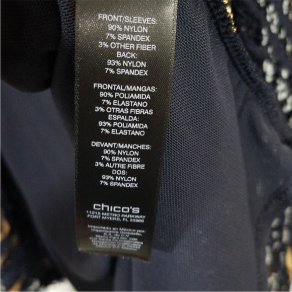 Chicos travelers blue/gold open cardigan size 2 - Picture 6 of 7
